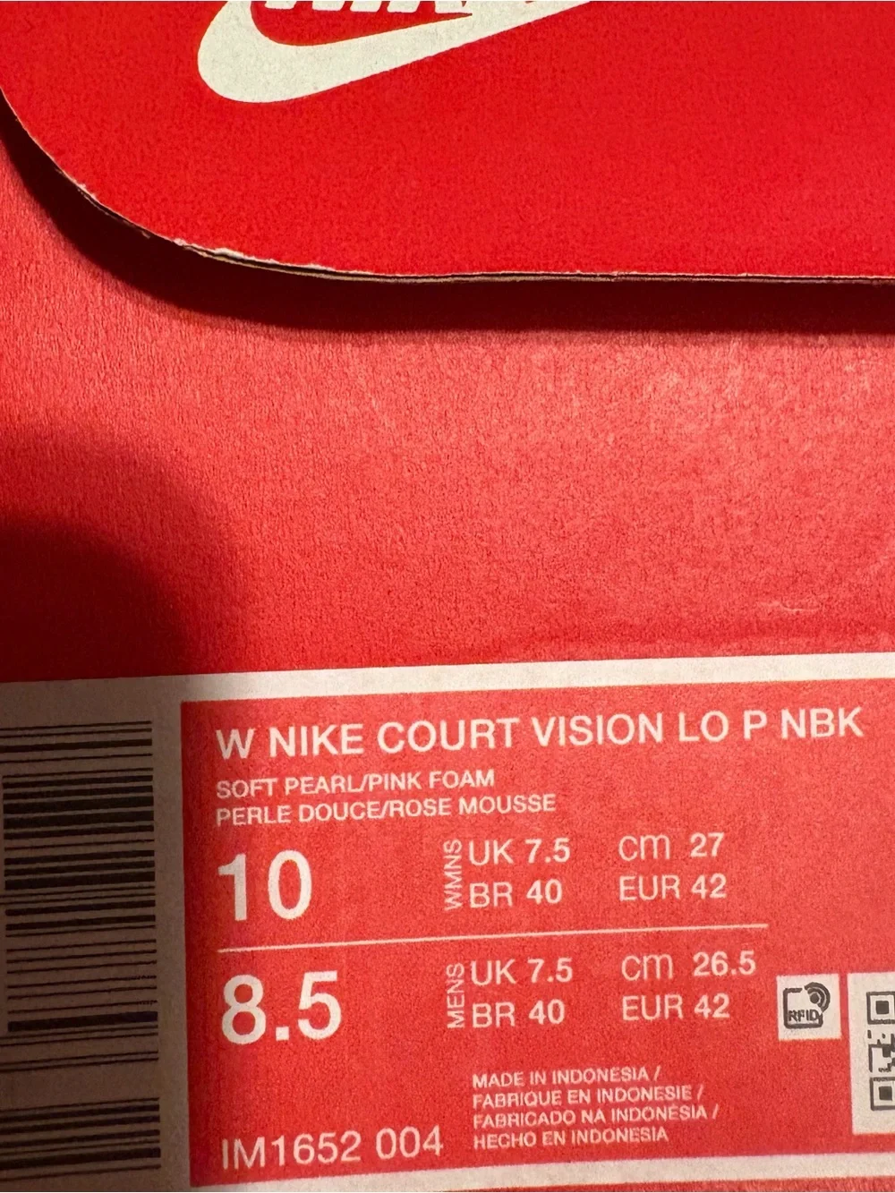 Nike Court Vision Low Neapolitan Brown Cream Pink Wonen’s Sneaker 6/6.5/9.5/10